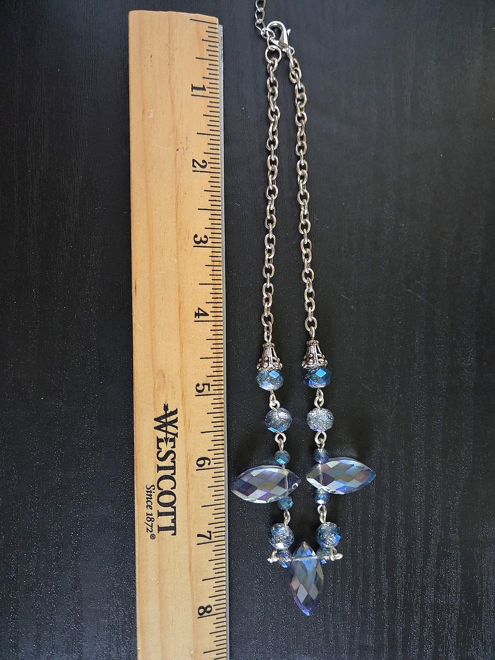 Image of Blue Diamond Dagger Beaded Necklace