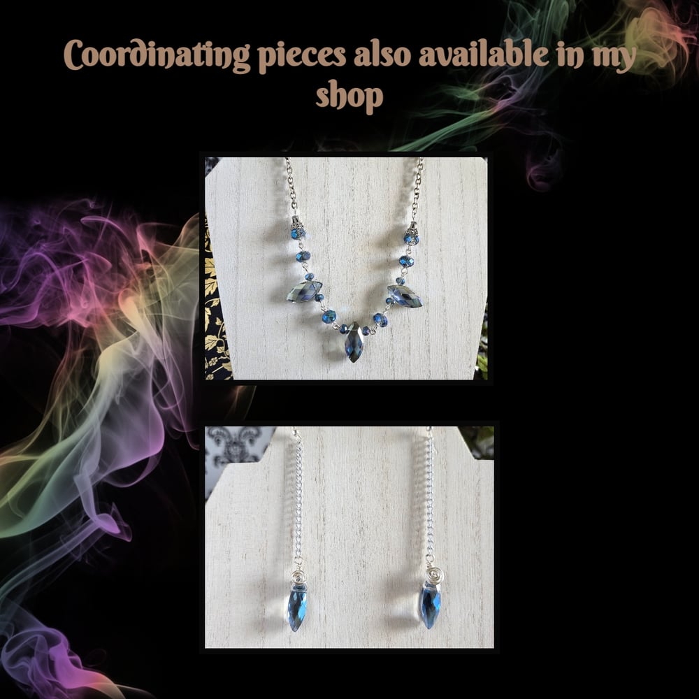 Image of Blue Diamond Dagger Beaded Necklace