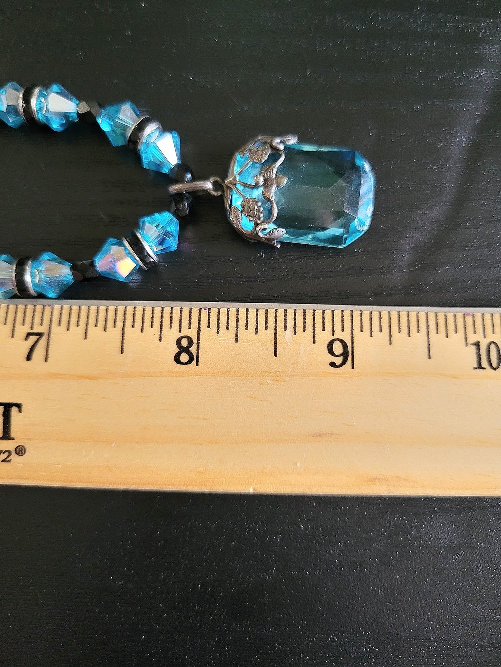 Image of Blue Filigree Vintage Pendant Necklace