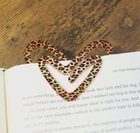 Image 2 of Handmade Heart Shaped Paperclip with an Animal Print Design, pages, bookmark, gift, work, school, 