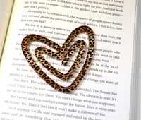 Image 1 of Handmade Heart Shaped Paperclip with an Animal Print Design, pages, bookmark, gift, work, school, 