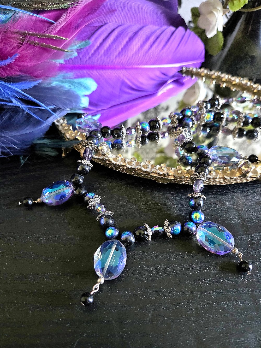 Image of Galaxy-Inspired Handmade Beaded Necklace