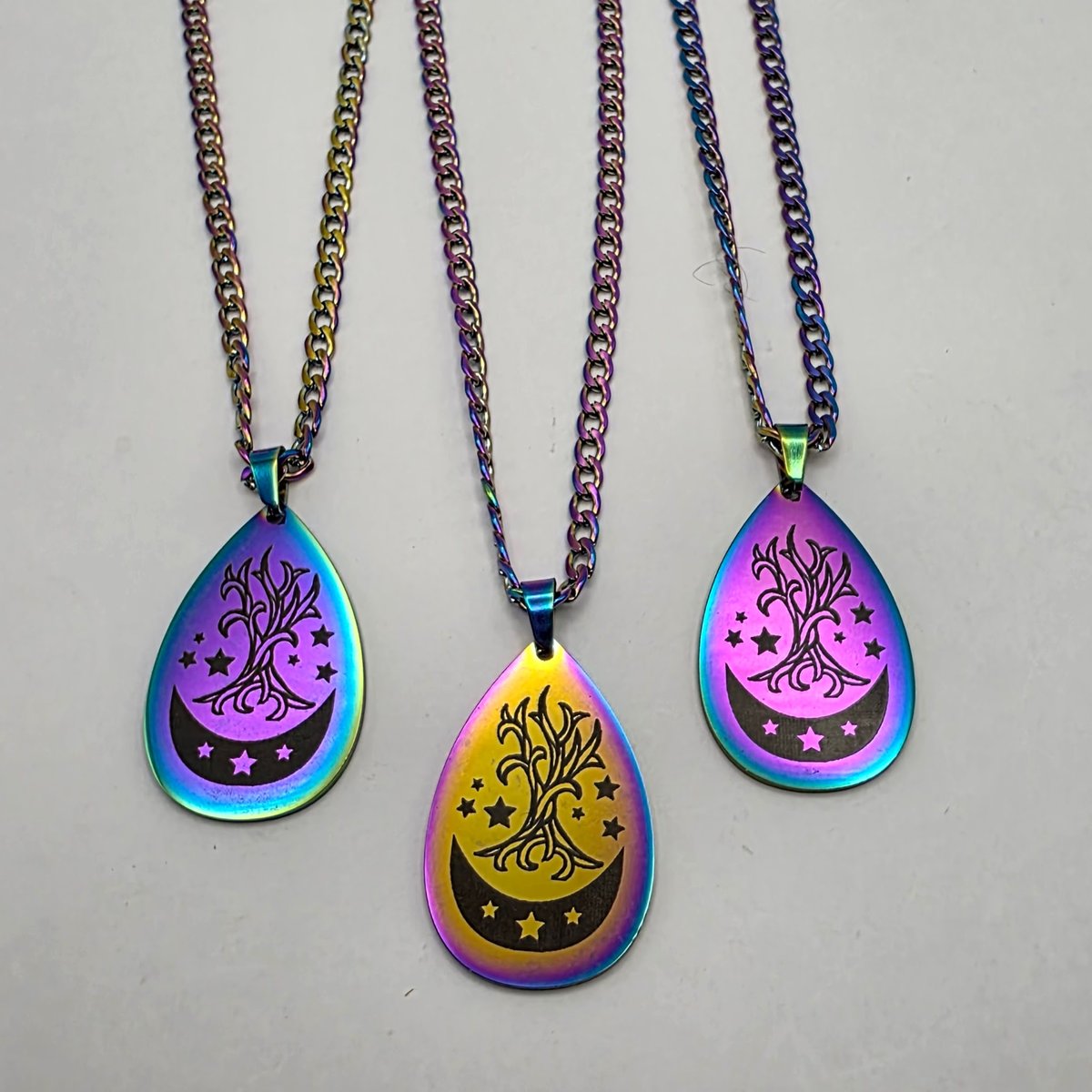 Mystic Tree Rainbow Plated Pendants