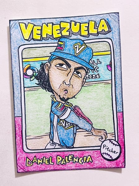Image of Original pencil artwork—Daniel Palencia, Venezuela WBC