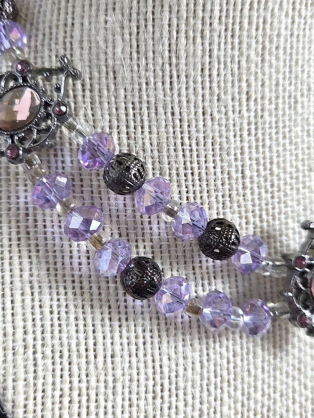 Image of Gothic Victorian Double Strand Purple Choker Necklace