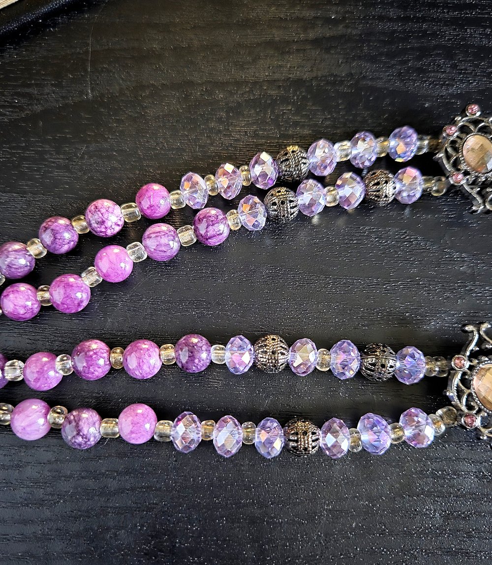 Image of Gothic Victorian Double Strand Purple Choker Necklace
