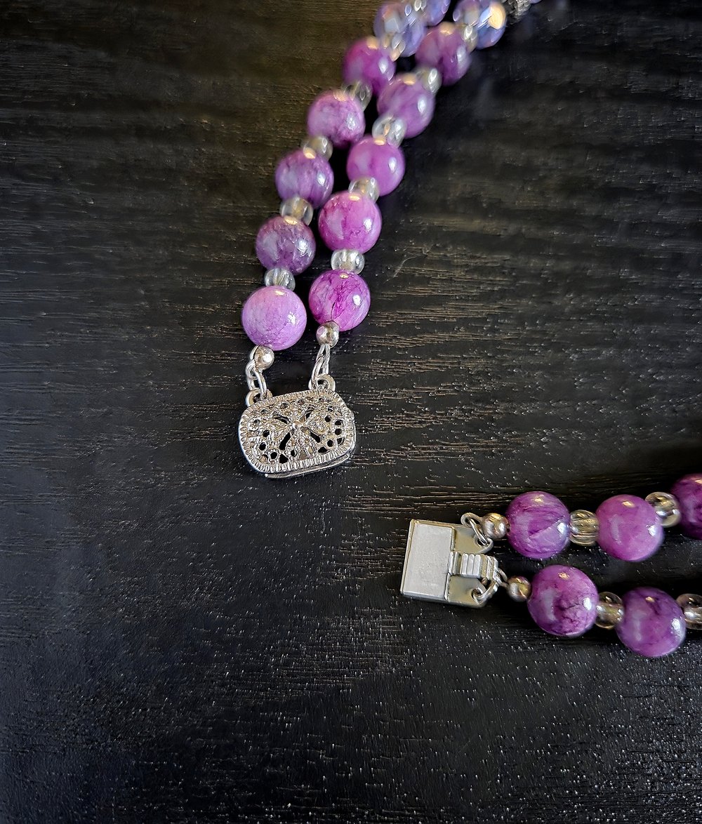 Image of Gothic Victorian Double Strand Purple Choker Necklace