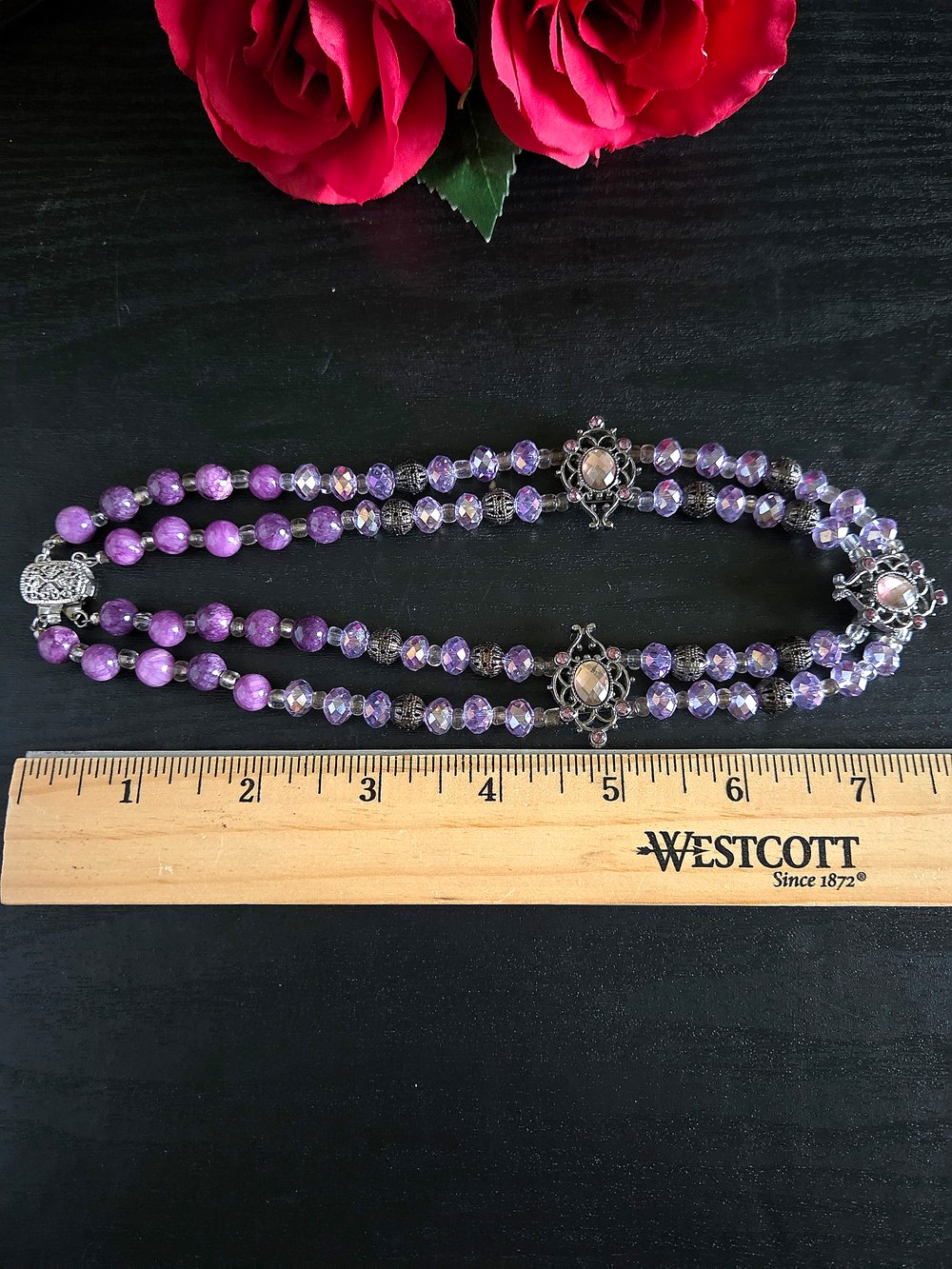 Image of Gothic Victorian Double Strand Purple Choker Necklace