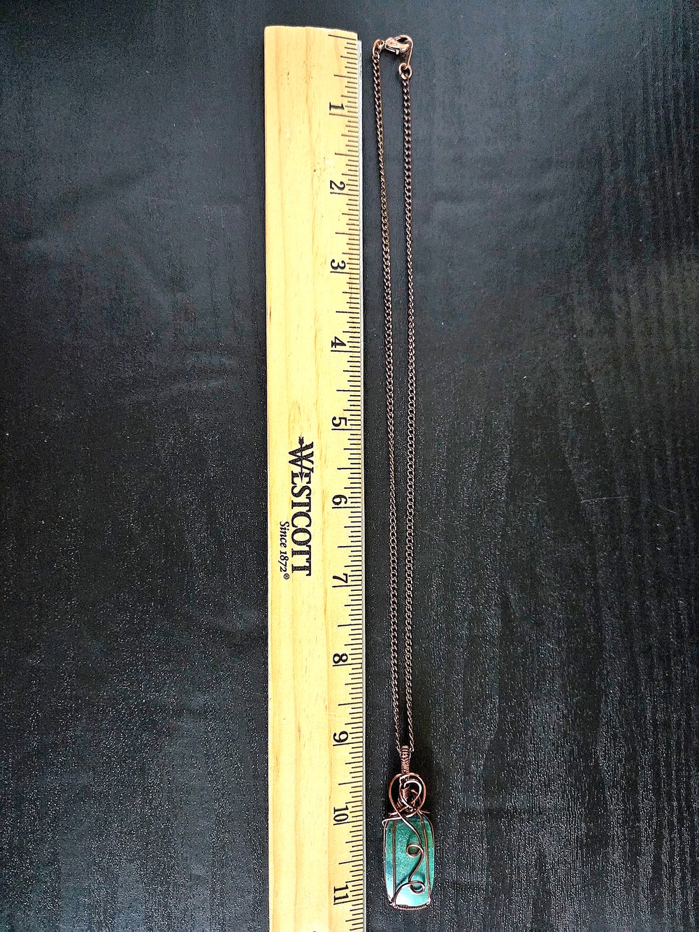 Image of Wire-Wrapped Chrysocolla Pendant Necklace with Chain