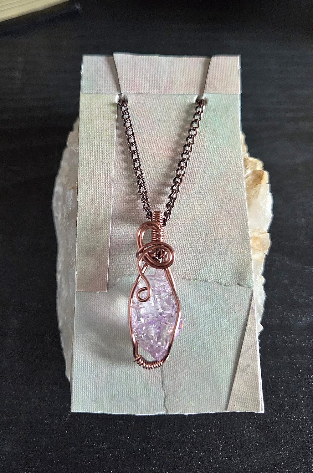 Image of Double Terminated Amethyst Crystal Wire-Wrapped Pendant