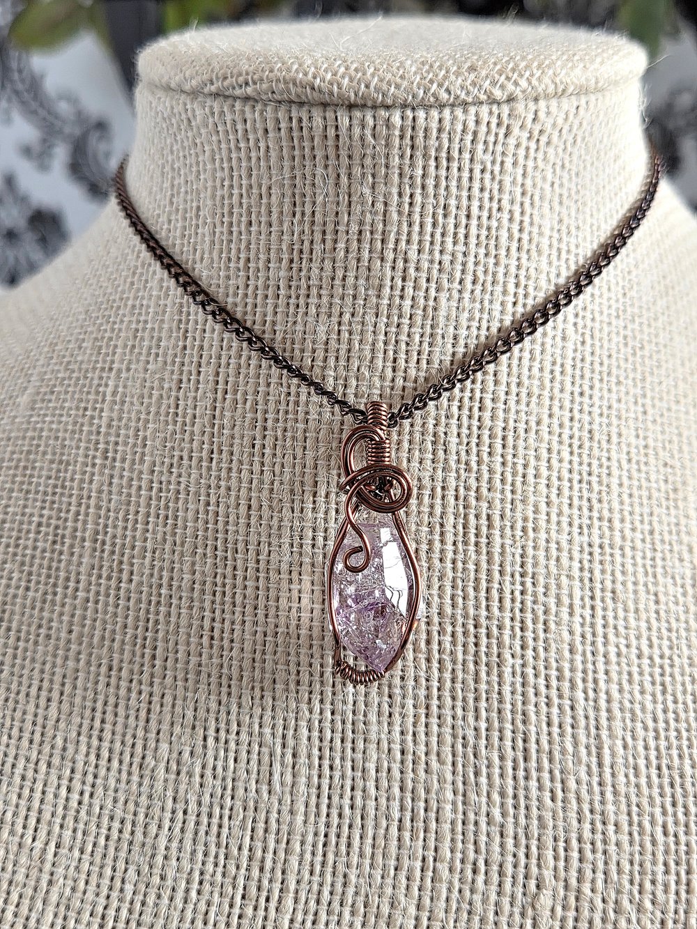 Image of Double Terminated Amethyst Crystal Wire-Wrapped Pendant