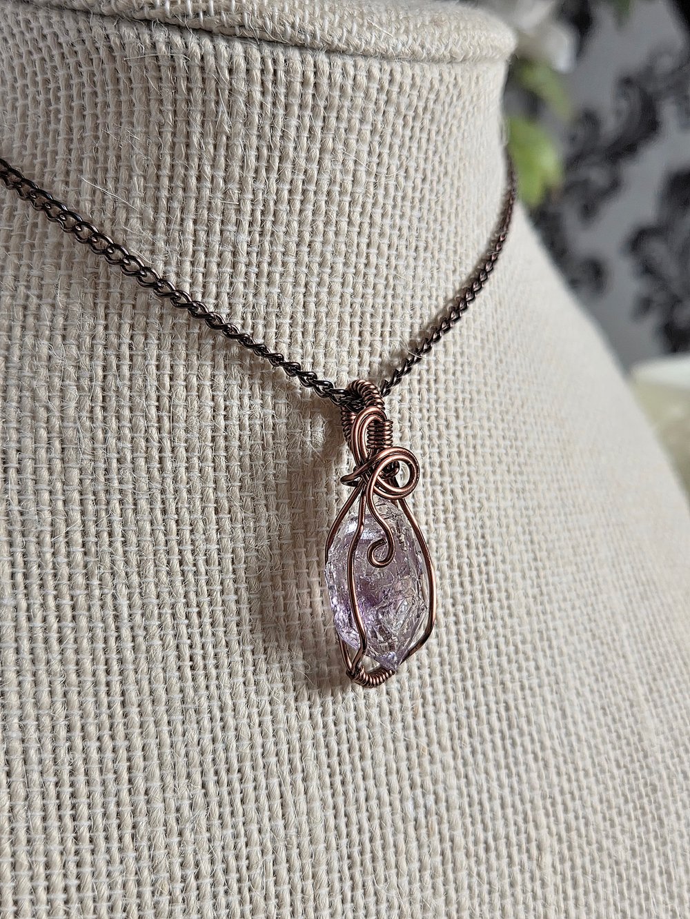 Image of Double Terminated Amethyst Crystal Wire-Wrapped Pendant