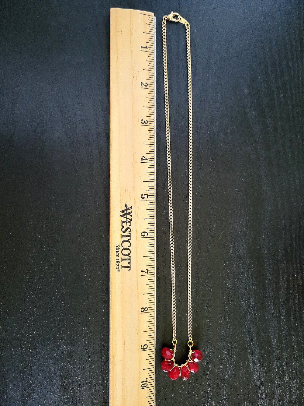 Image of Victorian-Inspired Red and Gold Wire-Wrapped Horseshoe Pendant