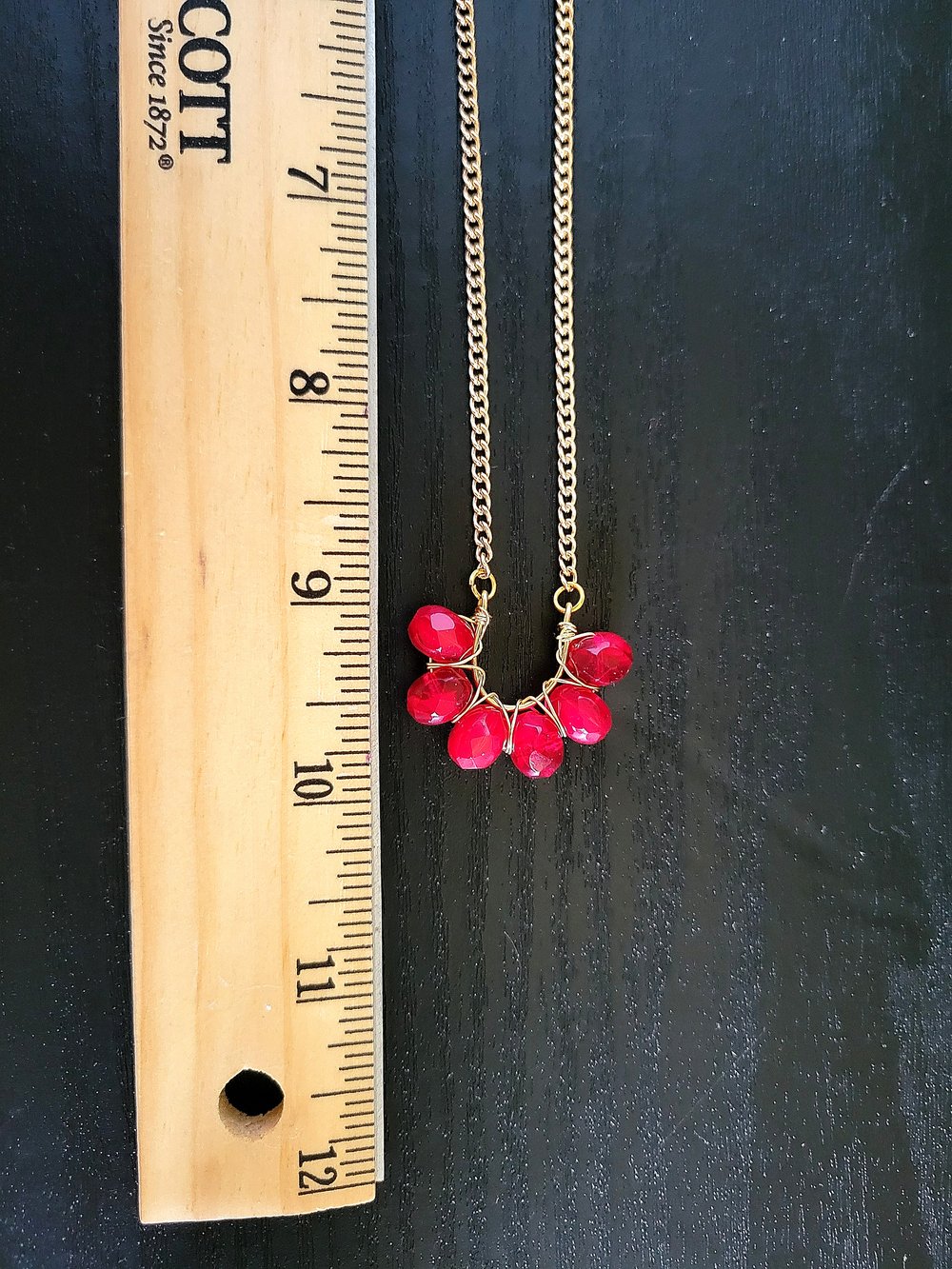 Image of Victorian-Inspired Red and Gold Wire-Wrapped Horseshoe Pendant