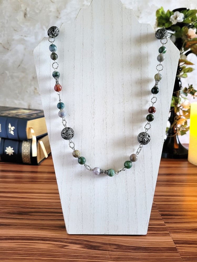 Image of Fancy Jasper and Filigree Beaded Necklace