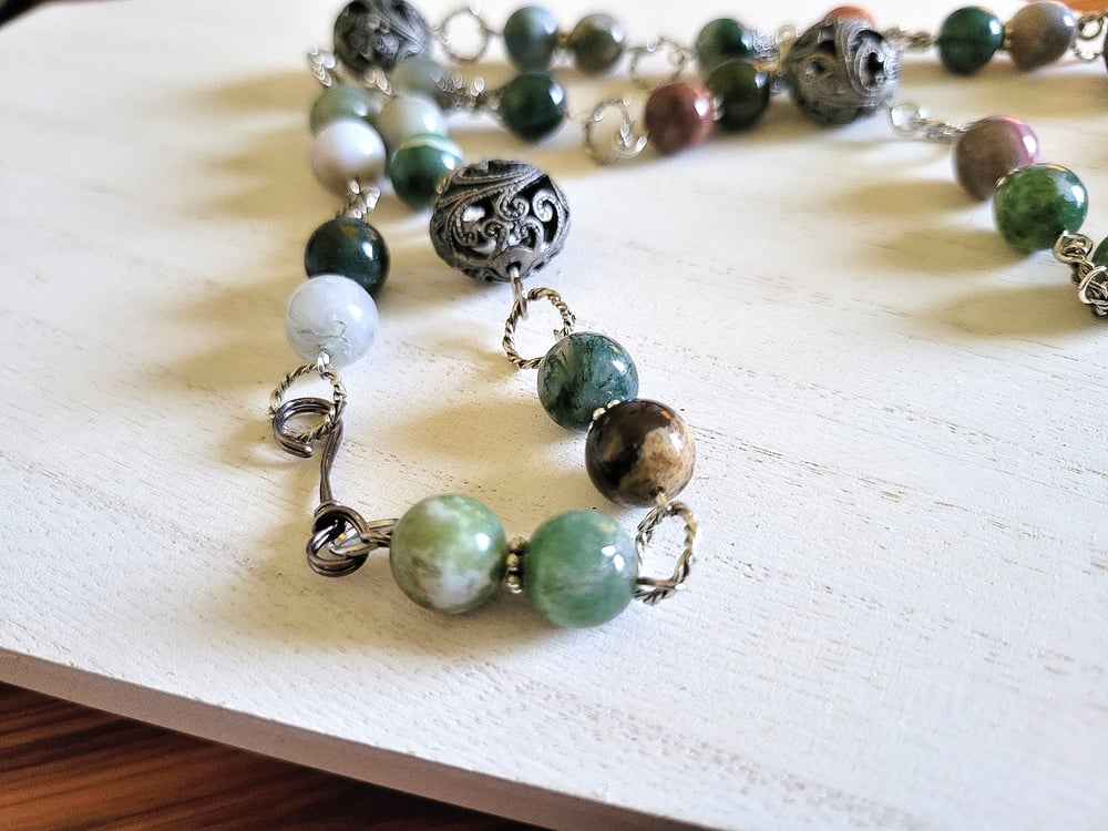 Image of Fancy Jasper and Filigree Beaded Necklace