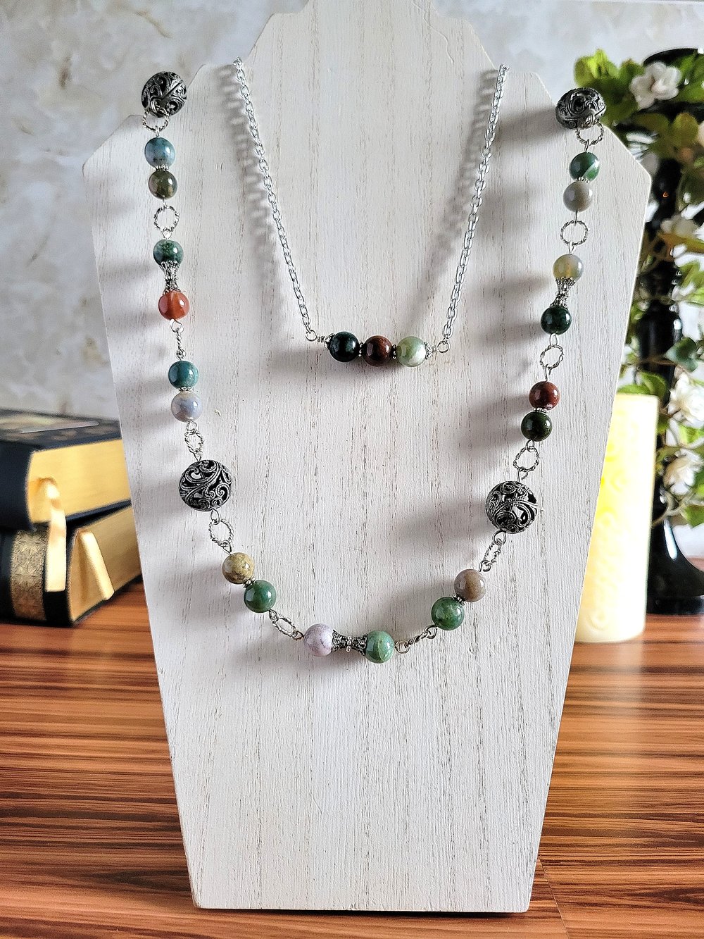Image of Fancy Jasper and Filigree Beaded Necklace