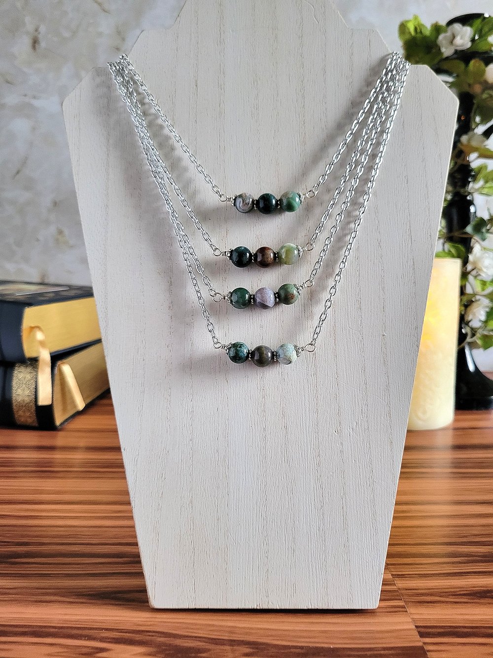 Image of Fancy Jasper Beaded Bar Necklace