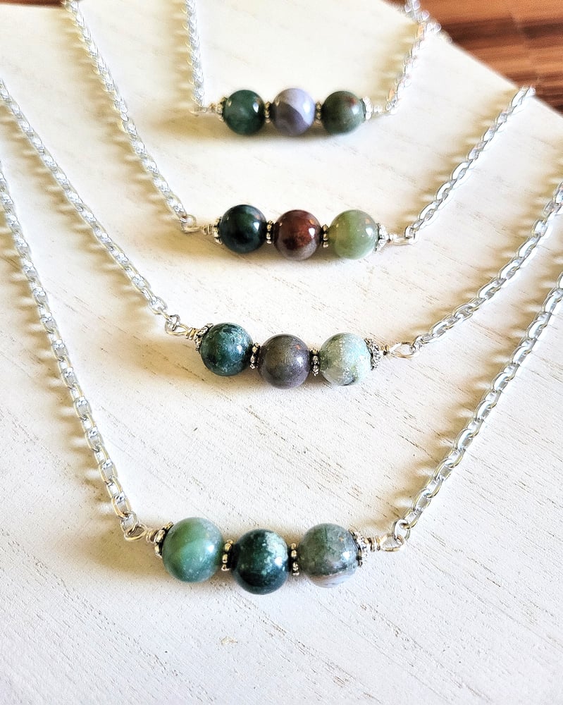 Image of Fancy Jasper Beaded Bar Necklace