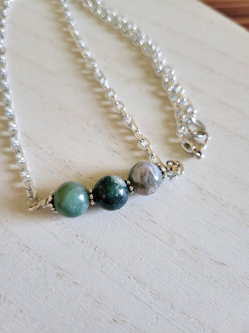 Image of Fancy Jasper Beaded Bar Necklace