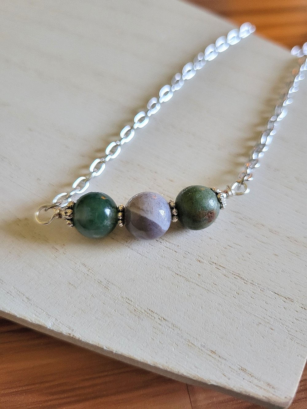 Image of Fancy Jasper Beaded Bar Necklace