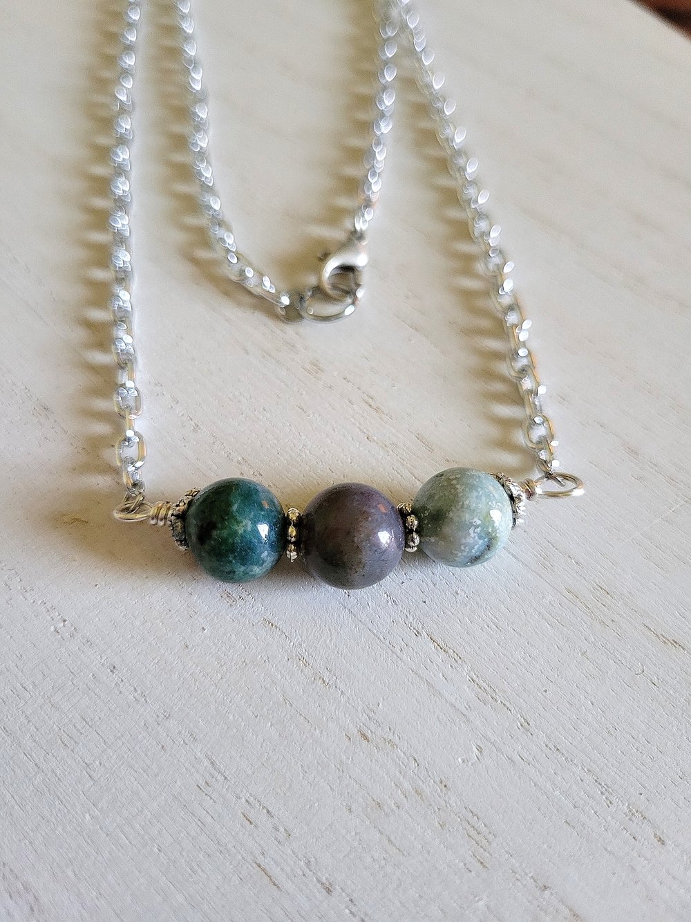 Image of Fancy Jasper Beaded Bar Necklace