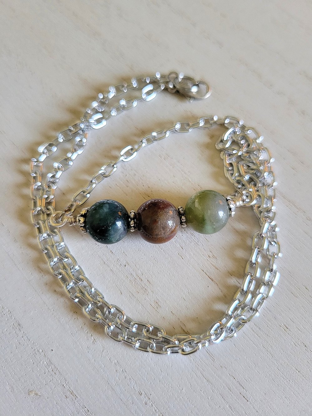 Image of Fancy Jasper Beaded Bar Necklace