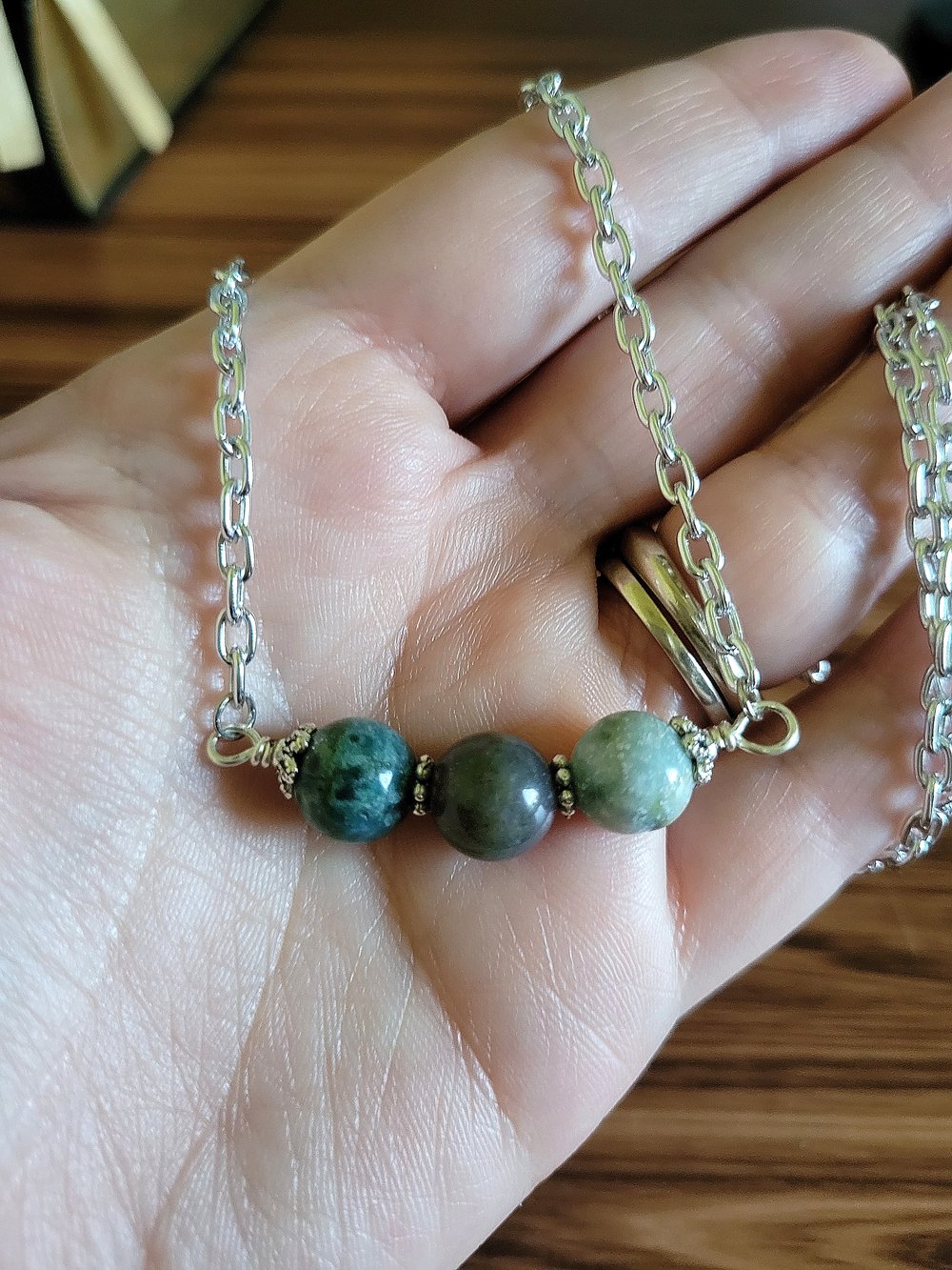 Image of Fancy Jasper Beaded Bar Necklace