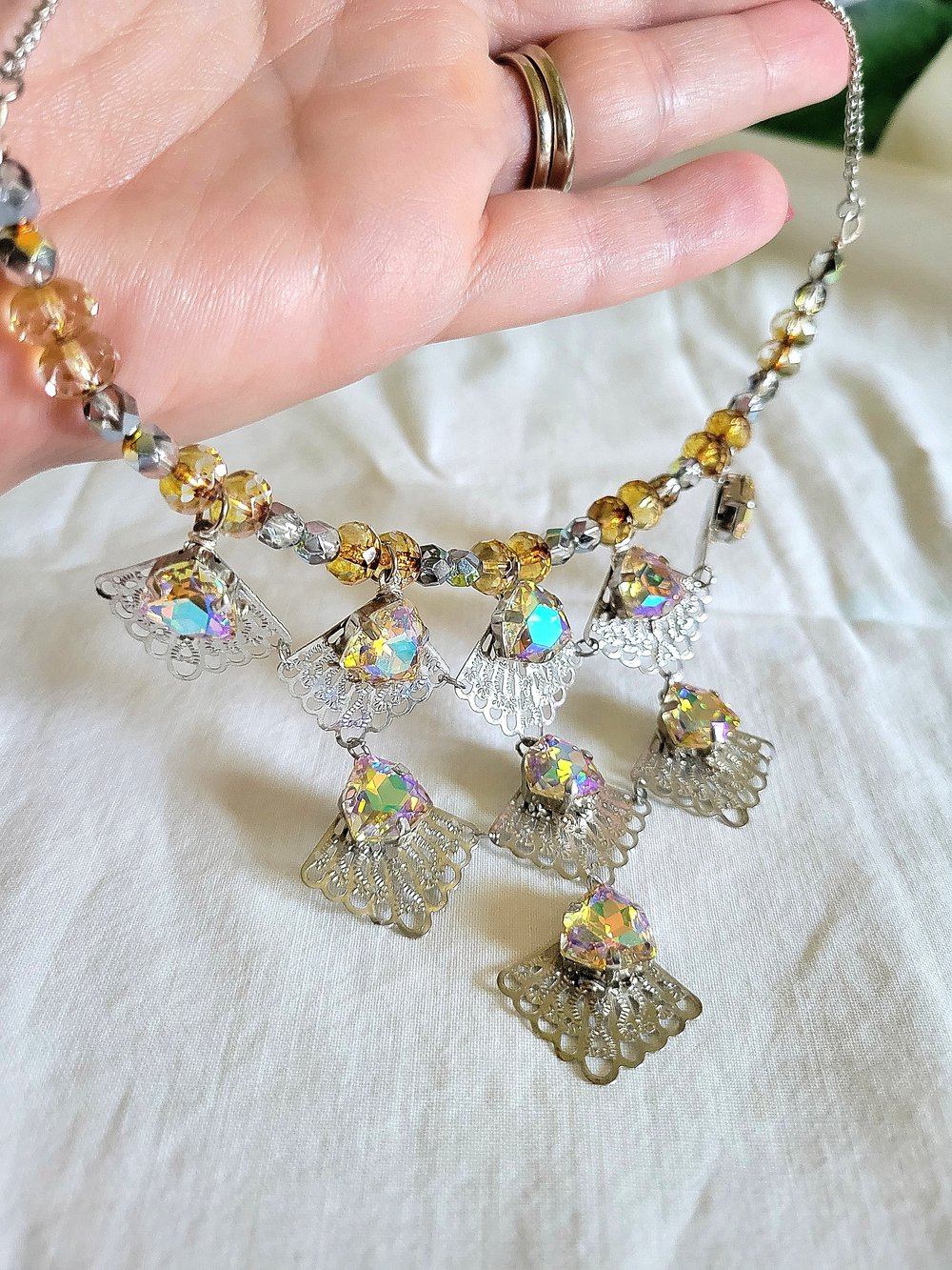 Image of Silver Victorian Fan Collar Necklace