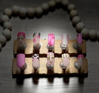 Image 1 of SHORT SQUARE PINK Y2K PATTERN ACRYLIC NAILS