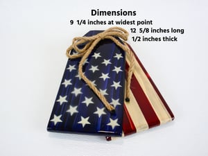 Image of American Flag Stars and Strips Wall Decor Tags, Cedar Wood, Patriotic Rustic Decor