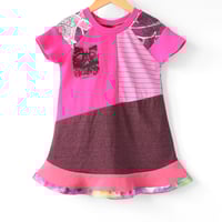 Image 3 of magenta purple pink persian cat patchwork 3T courtneycourtney short sleeve meow dress