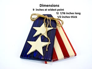 Image of American Flag with Stars and Strips Wall Decor Tags, Cedar Wood, Patriotic Rustic Decor