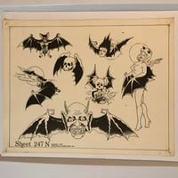 Image 1 of 1978 Spaulding & Roger’s production flash sheet bat skulls 11x14 