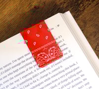 Image 1 of Handmade Red Bandana Magnetic Bookmarks, gift, book, reading, page, journal, planner