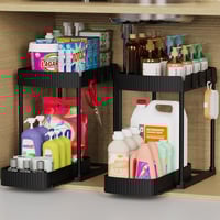 Image 1 of 2-Tier Sliding Under-Sink Organizer