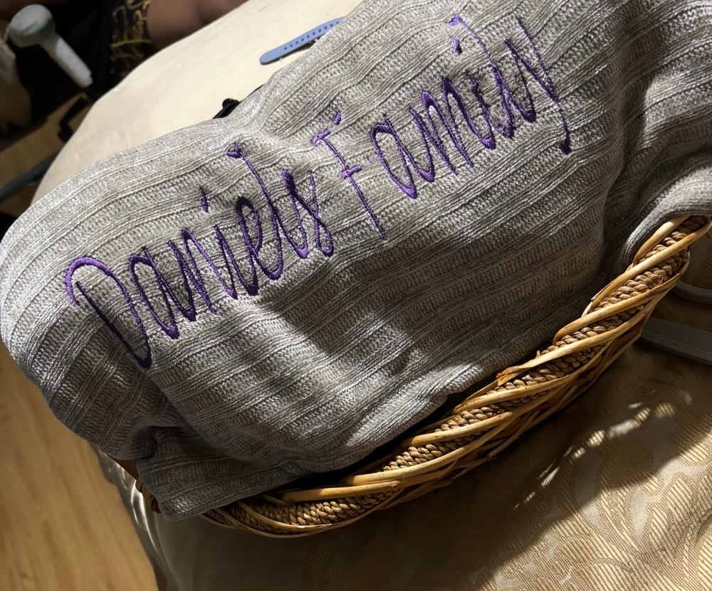 Image of Custom Embroidered Family Blanket, Wedding Gift, Christmas Gift for Family