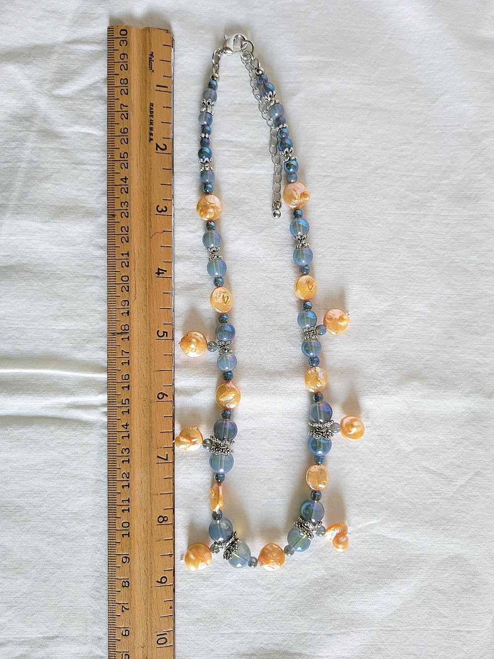 Image of Orange Pearls and Water Bubbles Necklace