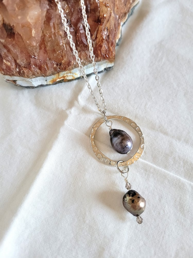 Image of Double Drop Baroque Pearl Pendant on Thin Chain
