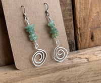 Image 2 of Green Aventurine Spiral Earrings 