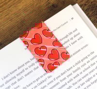 Image 1 of Handmade Magnetic Bookmark with Red Hearts, pink, gift, book, reading, planner, journal, page