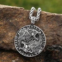 Image 2 of 👑The Armored Kingdom Fenrir wolf pendant Necklace-Viking Amulet-Nordic Mythology