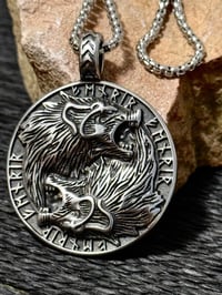 Image 5 of 👑The Armored Kingdom Fenrir wolf pendant Necklace-Viking Amulet-Nordic Mythology