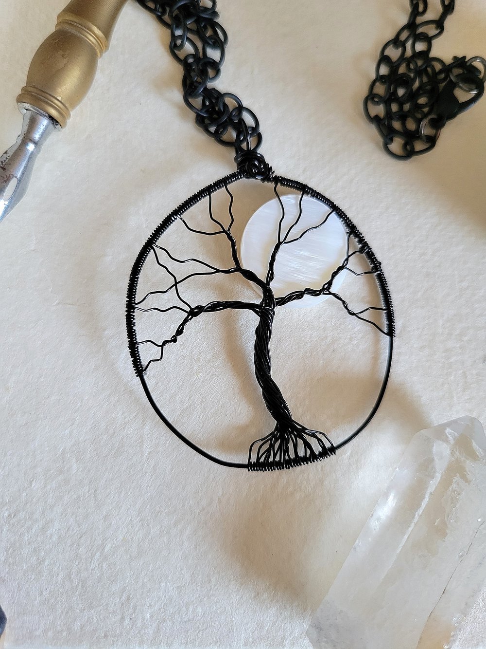 Image of Spooky Tree of Life Pendant With a Full Moon