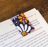 Image 1 of Handmade Colorful Magnetic Bookmark with Flowers, retro, page, gift, book, reading, planner, journal