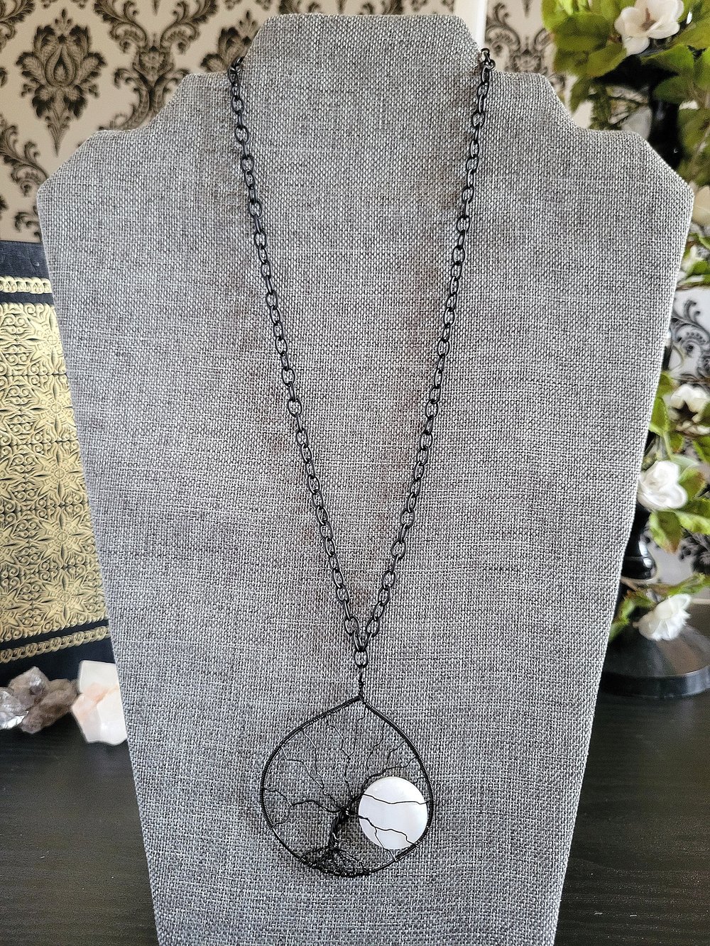 Image of Spooky Tree of Life Pendant With a Rising Moon