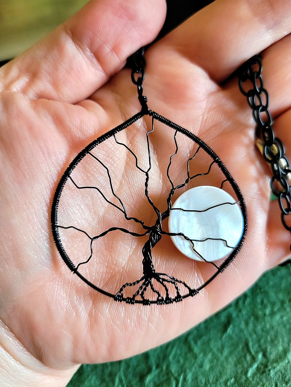 Image of Spooky Tree of Life Pendant With a Rising Moon
