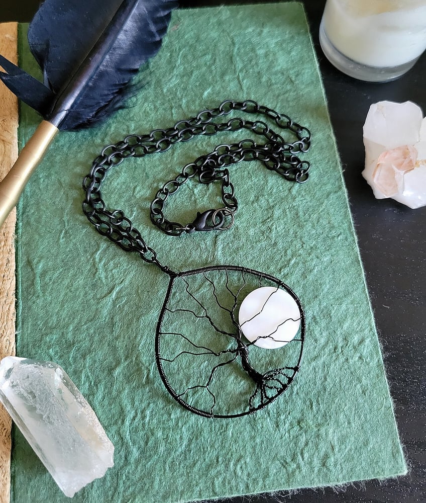 Image of Spooky Tree of Life Pendant With a Rising Moon