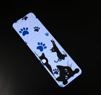 Image 2 of Handmade Fun Black Cat Magnetic Bookmark, paw, blue, peaking, gift, book, read, planner, journal