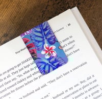 Image 1 of Handmade Tropical and Colorful Magnetic Bookmark, gift, book, blue, pink, journal, planner, reading 